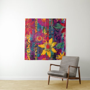 Urban Bloom Vivid Graffiti Flower Explosio Poster Tapestry