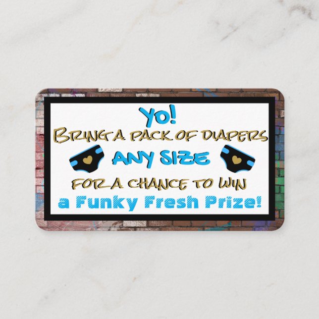 Urban Blue & Black Hip Hop Diaper Raffle Enclosure Card (Front)