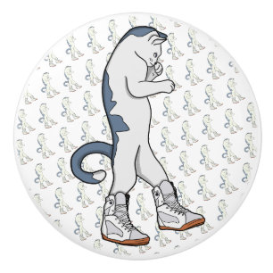 Urban Boxer Cat in Sneaker Walk Fighter Ceramic Knob