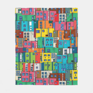 Urban Brazilian favela: colourful background. Fleece Blanket