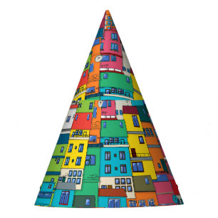 Urban Brazilian favela: colourful background. Party Hat