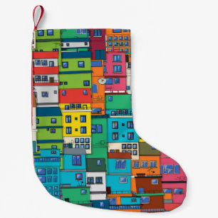 Urban Brazilian favela: colourful background. Small Christmas Stocking