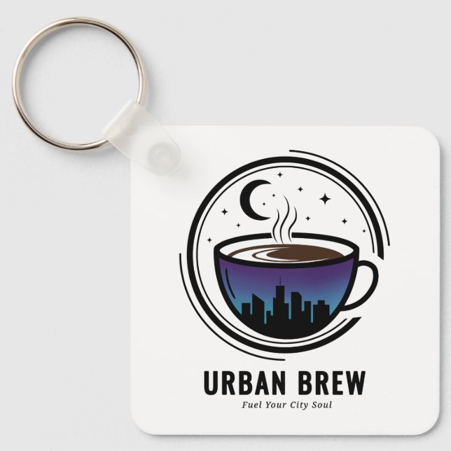 Urban Brew City Skyline Coffee Key Ring (Front)