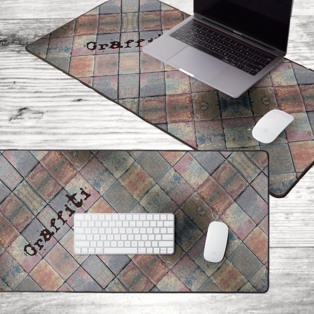Urban Brick Chequered Pattern Personalised Grunge Desk Mat (Creator Uploaded)