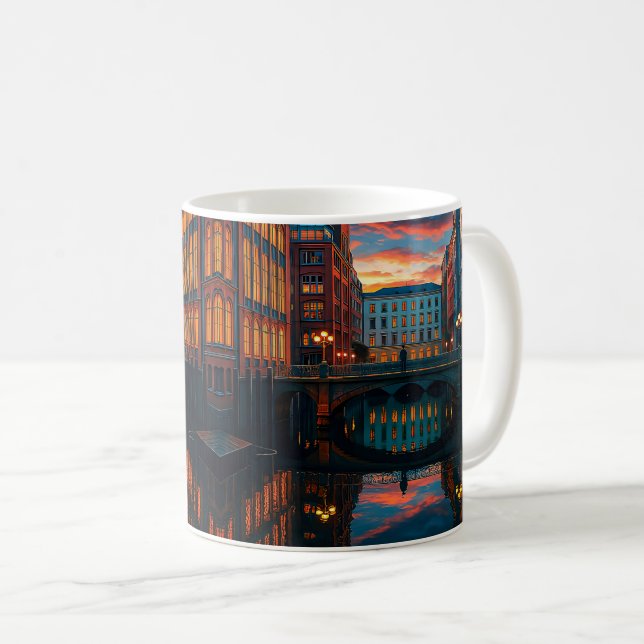 Urban Bridge Reflection Calm Coffee Mug (Front Right)