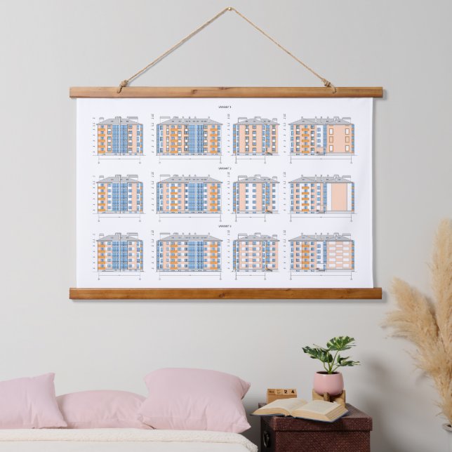 Urban Building Blueprint Wall Art (Bedroom)