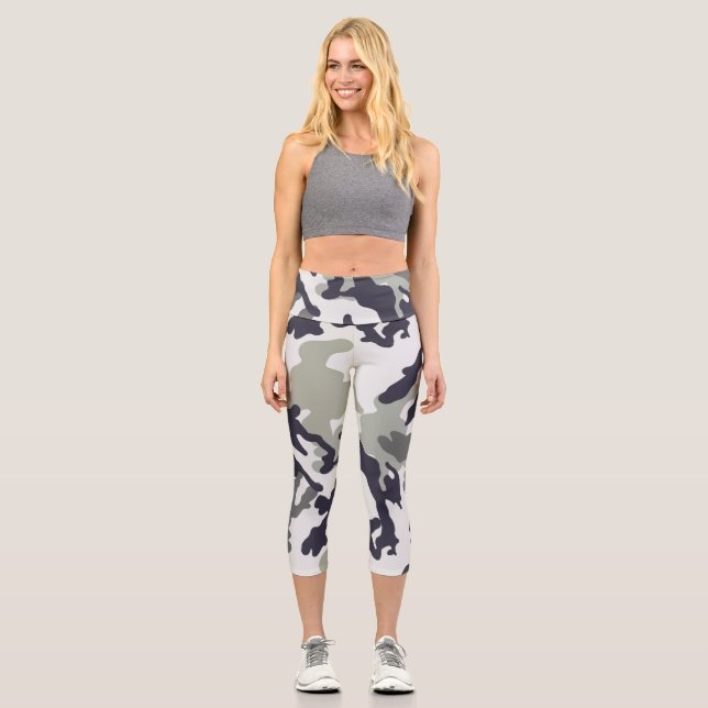 Urban Camo Pattern Capri Leggings (Front)