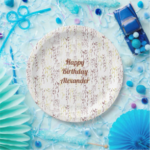 Urban Camo Ribbon Silhouette Pattern Birthday Paper Plate