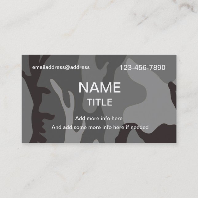 Urban Camouflage Business Card (Front)