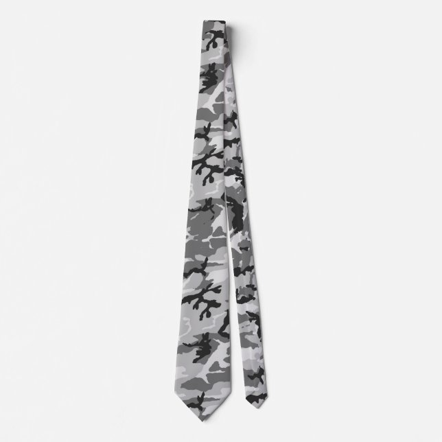 Urban Camouflage Pattern - Black & Grey Neck Tie (Front)