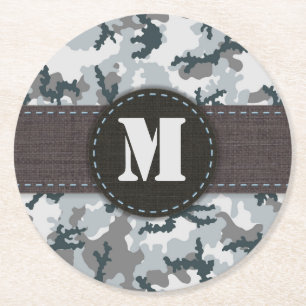 Urban camouflage round paper coaster