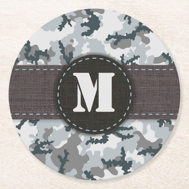 Urban camouflage round paper coaster (Front)