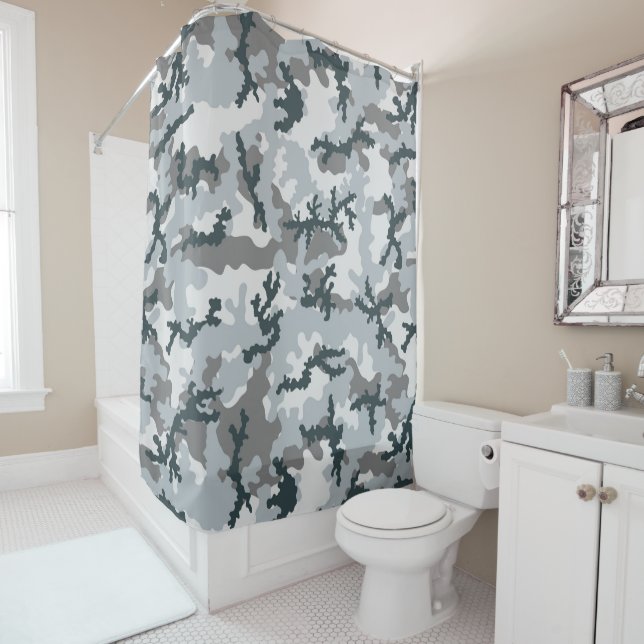 Urban camouflage shower curtain (In Situ)