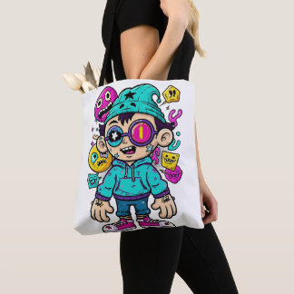 Urban Cartoon Chaos Tote Bag