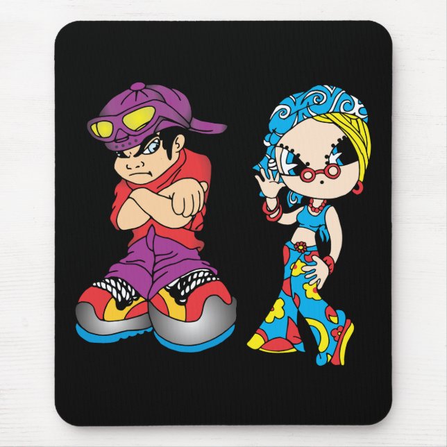 Urban Cartoon Duo Tee Mouse Pad (Front)