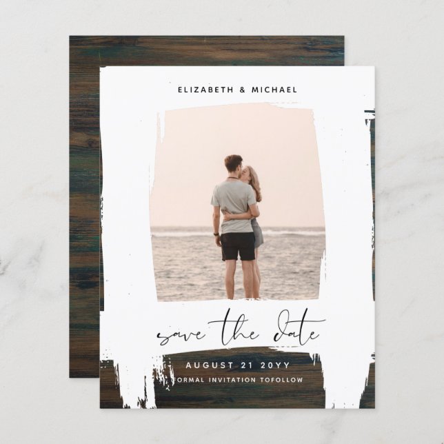 Urban Chic Minimalist PHOTO Save The Dates BUDGET (Front/Back)