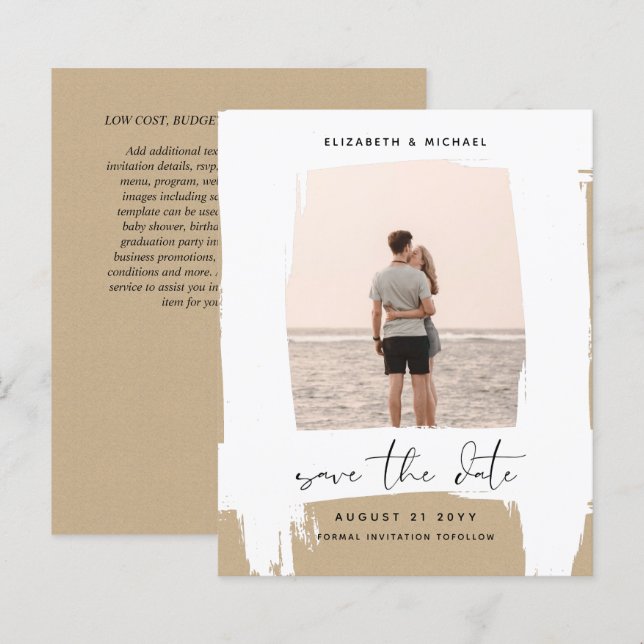 Urban Chic Minimalist PHOTO Save The Dates BUDGET (Front/Back)
