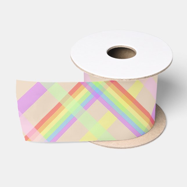 Urban Chic Rainbow Plaid Pattern Satin Ribbon (Spool)
