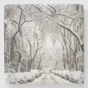 Urban Christmas Snow in Brooklyn NY Stone Coaster