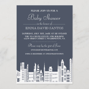 Urban City Baby Shower Invites