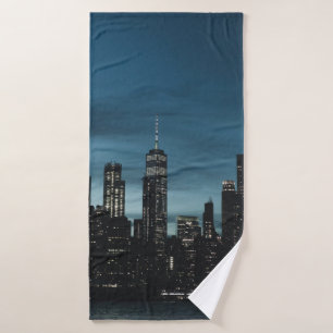 URBAN CITY DURING NIGHTTIME BATH TOWEL