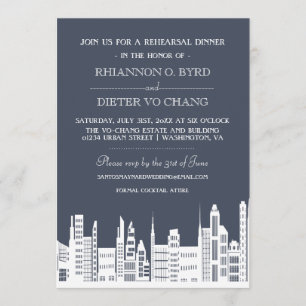 Urban City Rehearsal Dinner Invitations