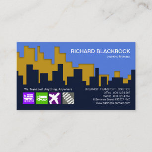 Urban City Skyline Silhouette Logistics Business Card