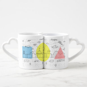 urban-city-skyline-sketch coffee mug set
