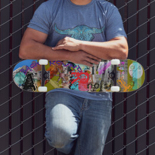 Urban Cityscape Art Skateboard