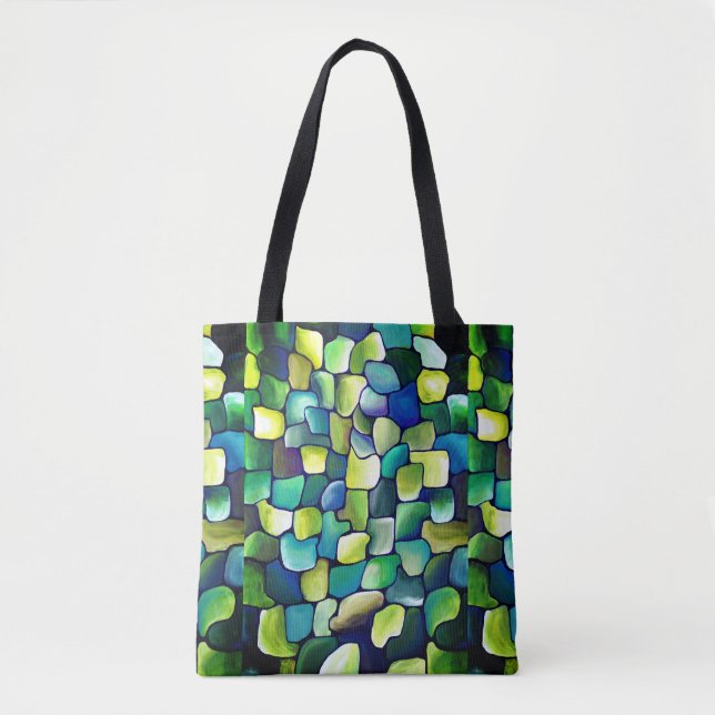 Urban Contemporary Abstract Green Pattern Tote Bag (Front)