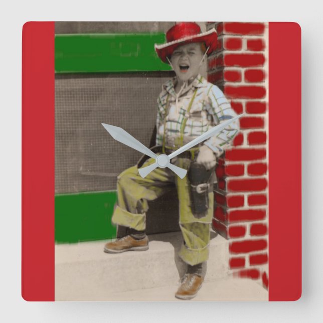 urban cowboy square wall clock (Front)
