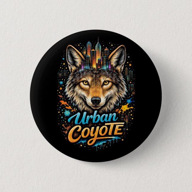Urban Coyote 6 Cm Round Badge (Front)