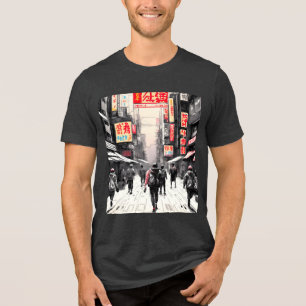 Urban Cyberpunk Vibes - Japanese Street Art Tri-Blend Shirt