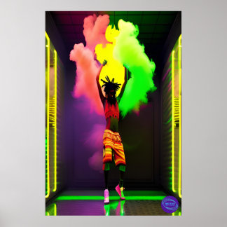 URBAN DANCER IN NEON SMOKE POSTER
