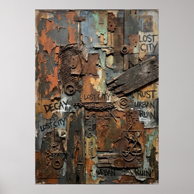 Urban Decay Industrial Mixed‑Media Artwork Poster (Front)