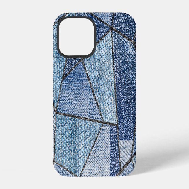 Urban Denim: Distressed Patchwork Design iPhone Case (Back)