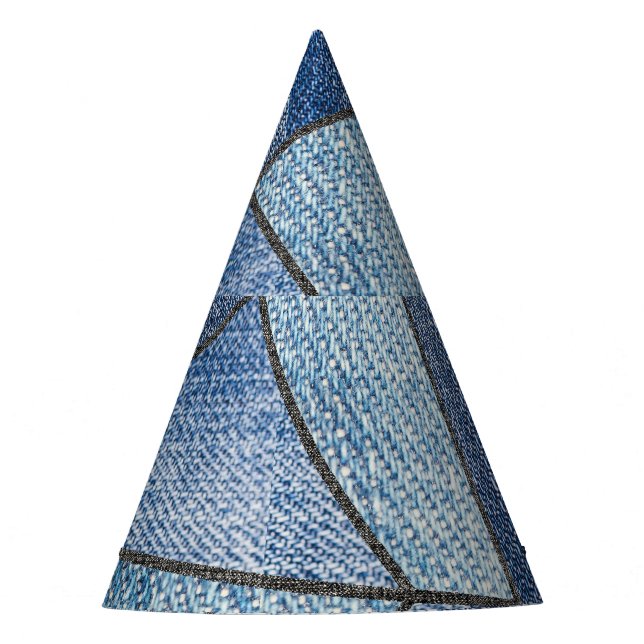 Urban Denim: Distressed Patchwork Design Party Hat (Front)