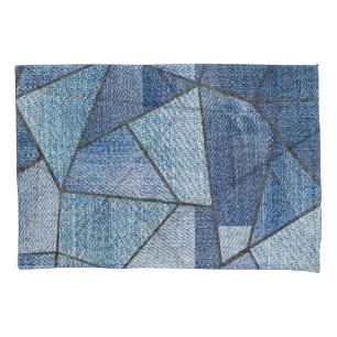 Urban Denim: Distressed Patchwork Design Pillowcase