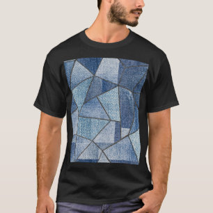 Urban Denim: Distressed Patchwork Design T-Shirt