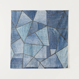 Urban Denim: Distressed Patchwork Design Tapestry