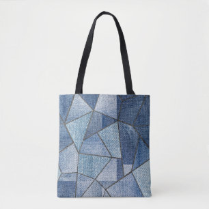 Urban Denim: Distressed Patchwork Design Tote Bag