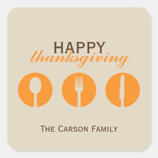 Urban dinner party orange utensil Thanksgiving tag
