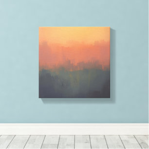 Urban Dreamscape at Sunset – Abstract Cityscape Ar Canvas Print