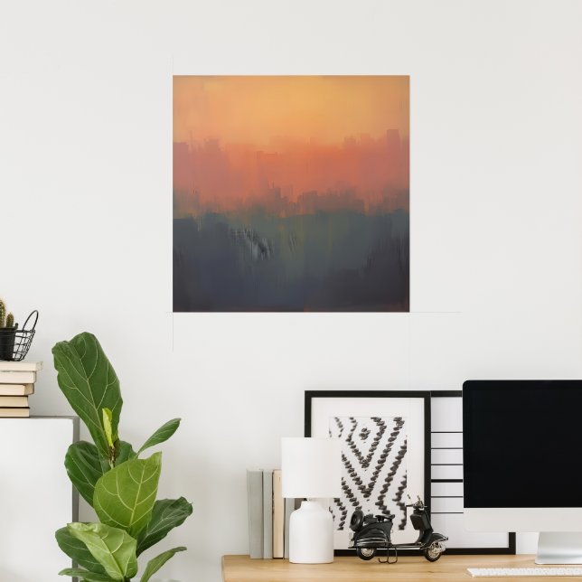 Urban Dreamscape at Sunset – Abstract Cityscape Ar Poster (Home Office)