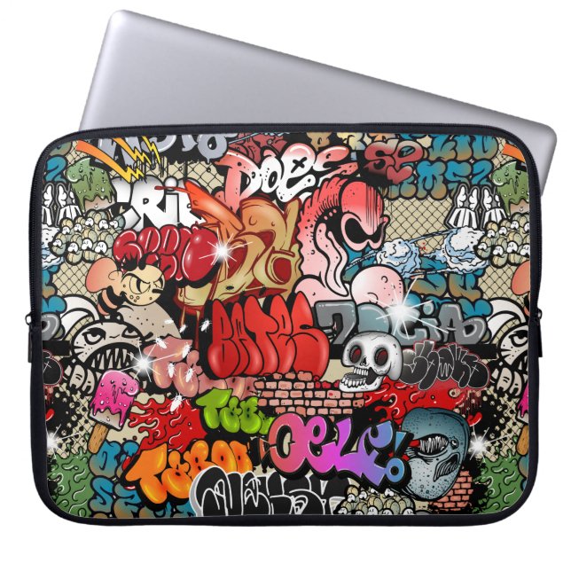 Urban dynamic street art Graffiti art pattern Laptop Sleeve (Front)