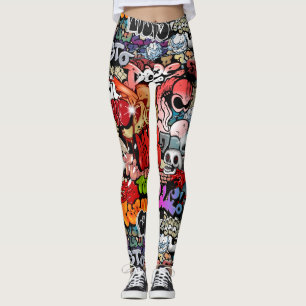 Urban dynamic street art Graffiti art pattern Leggings