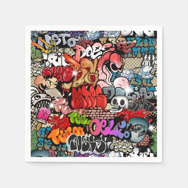 Urban dynamic street art Graffiti art pattern Napkin (Front)