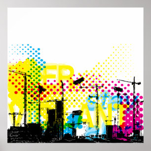 Urban dystopian landscape poster