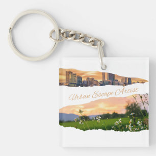 Urban Escape Artist City to Nature Sunset Design Key Ring