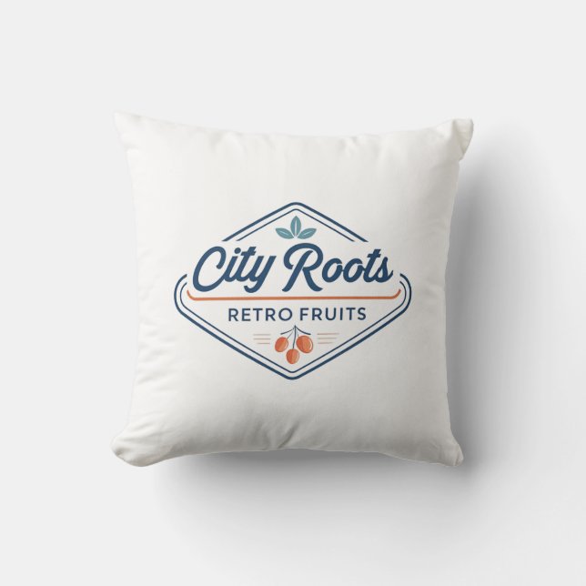 Urban Farming Retro Fruits City Roots Cushion (Front)